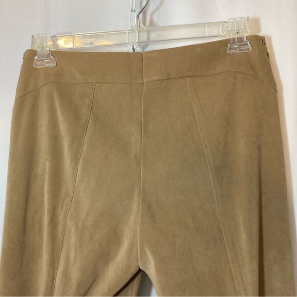 H&M Hennes Faux Suede Tan Wide Straight Leg Mid Rise Trousers Slacks Dress Pants - Picture 4 of 10
